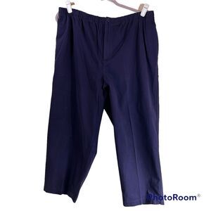 Lands' End Womens Pants 18W Plus Size Straight Leg Chino Navy Blue Elastic Waist